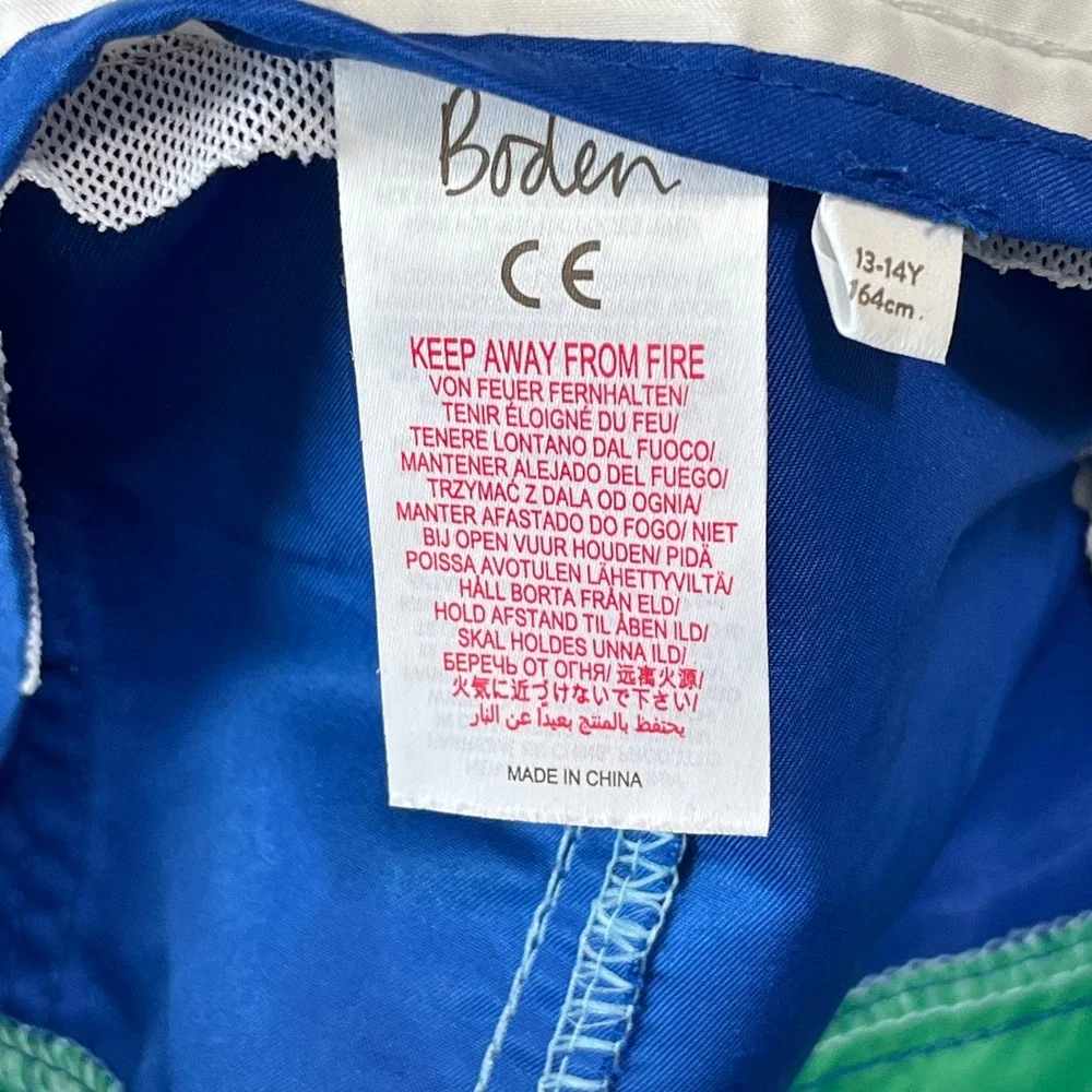 Boden‎ Swim Trunks Boys 13Y 14Y Colorblock Lining Drawstring Beach Pool Shorts